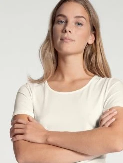 Calida 100% Nature Kurzarm-Shirt, Compostable -SPANX-Shop Calida 100 Nature Shirt kurzarm T Shirt weiss star white 14294 910 3