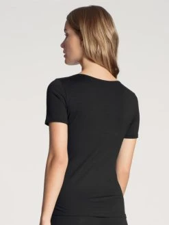 Calida Natural Comfort T-Shirt, Rundhals -SPANX-Shop Calida Natural Comfort Shirt kurzarm T Shirt schwarz 14075 992 1