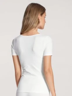 Calida Natural Comfort T-Shirt, Rundhals -SPANX-Shop Calida Natural Comfort Shirt kurzarm T Shirt weiss 14075 001 1