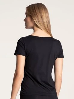 Calida Natural Joy Kurzarm-Shirt, V-Neck -SPANX-Shop Calida Natural Joy Kurzarm Shirt schwarz 14455 992 1