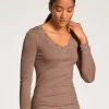 Calida Richesse Lace Langarm-Shirt Aus Wolle & Seide -SPANX-Shop Calida Richesse Lace Langarm Shirt aus Wolle Seide braun 15990 078
