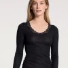 Calida Richesse Lace Langarm-Shirt Aus Wolle & Seide -SPANX-Shop Calida Richesse Lace Shirt langarm schwarz 15990 996
