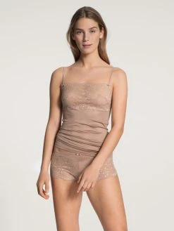 Calida Sensual Secrets Spaghetti-Top Mit Breitem Spitzensaum -SPANX-Shop Calida Sensual Secrets Spaghetti Top Traeger verstellbar haut almondine 11531 335 2