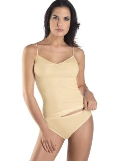 HANRO Cotton Seamless Spaghetti-Top -SPANX-Shop HANRO Cotton Seamless Spaghetti Top beige 071601 0274 1