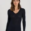 HANRO Woolen Silk Shirt Langarm, V-Ausschnitt