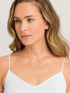 HANRO Cotton Seamless Spaghetti-Top -SPANX-Shop Hanro Cotton Seamless Spaghetti Top blau 071601 2507 3